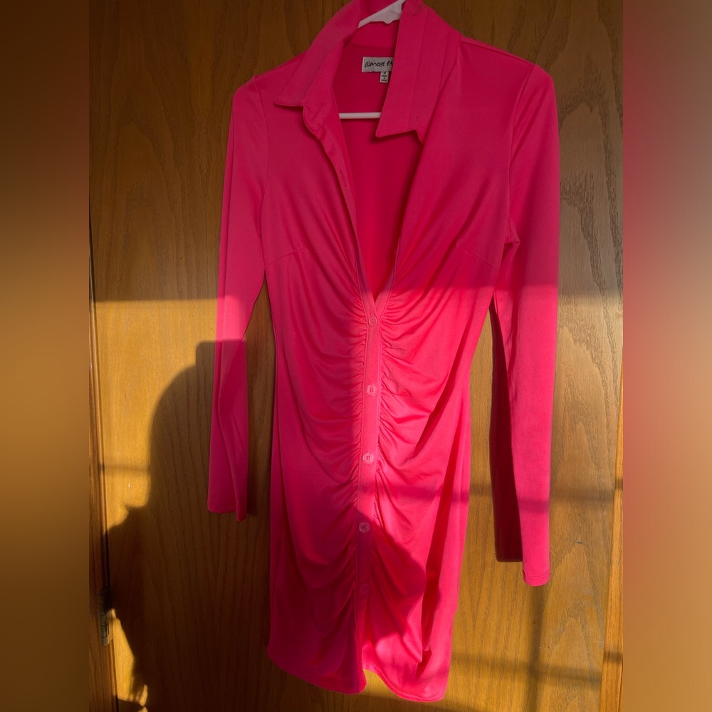 Hot Pink Ruched Dress